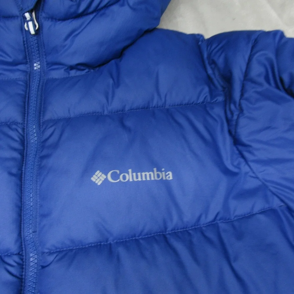 Columbia Jacket Kids Large 14-16 Blue Omni-Heat Hooded Puffer Winter Wear Warm